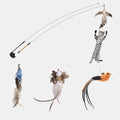 Jouet en forme de baguette pour chat, avec plume amusante et clochette, pour chaton, jouet interactif à agiter, avec peluche, jouet amusant pour l'exercice du chat