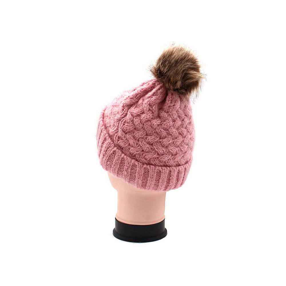 Bonnet à pompon en fourrure