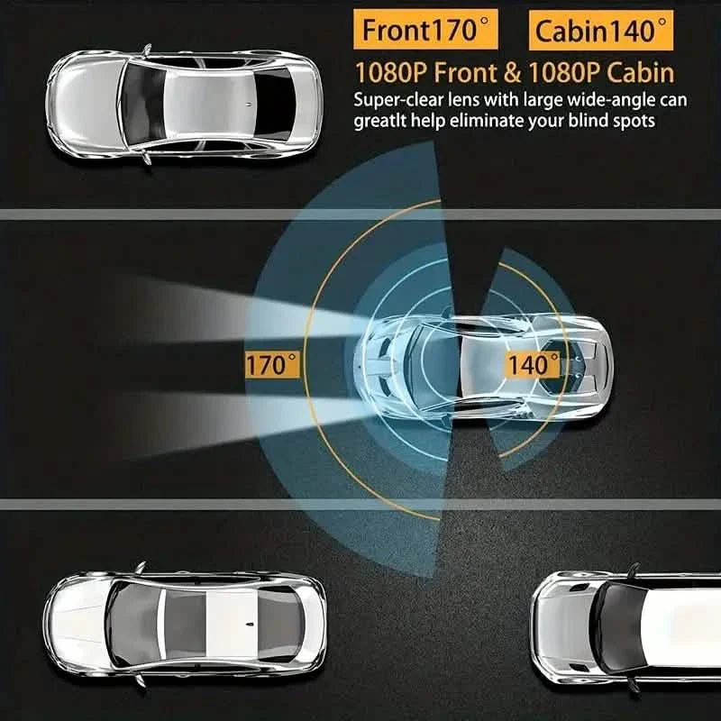 Dashcam de voiture grand angle avec capteur G, vision nocturne HD et enregistrement en boucle