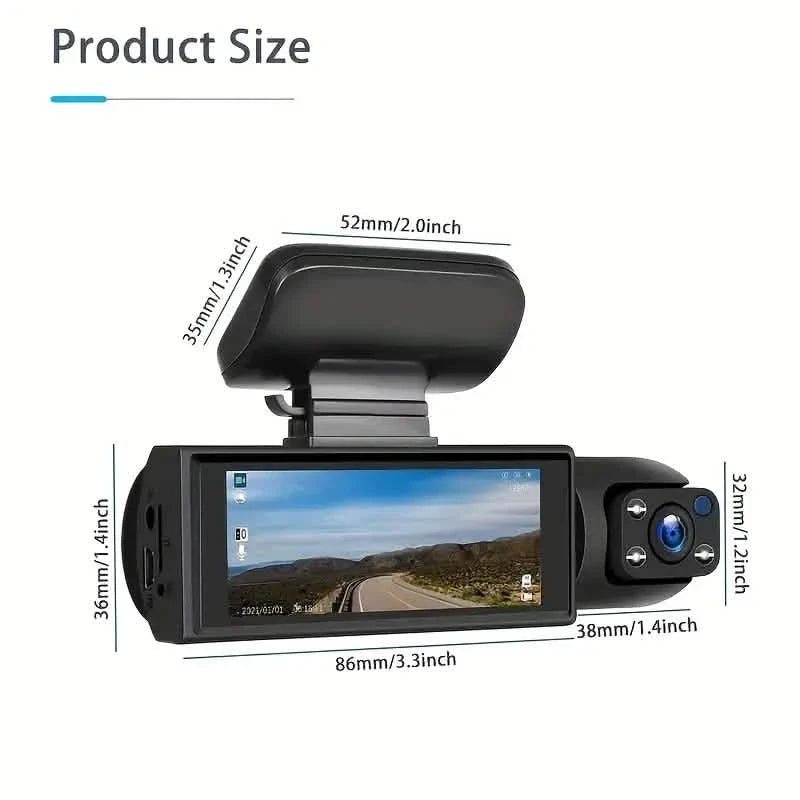 Dashcam de voiture grand angle avec capteur G, vision nocturne HD et enregistrement en boucle