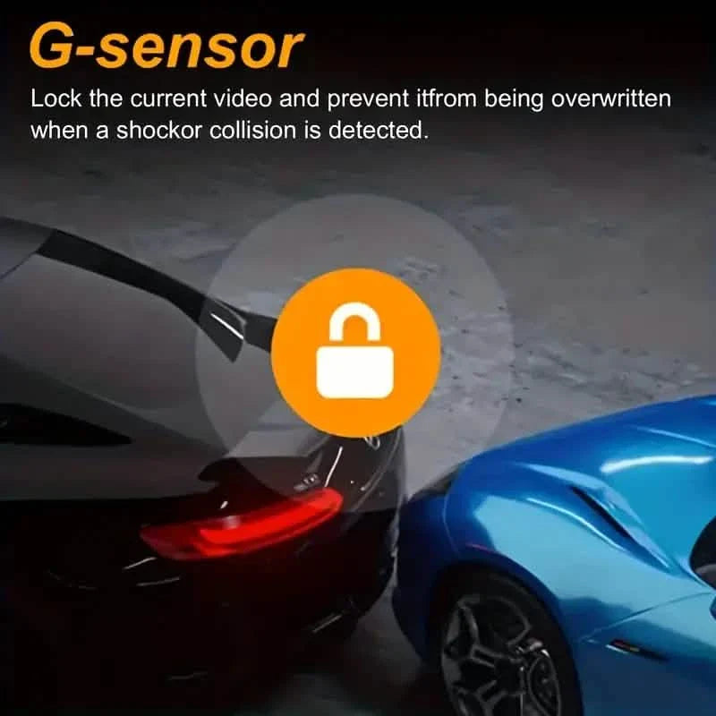Dashcam de voiture grand angle avec capteur G, vision nocturne HD et enregistrement en boucle