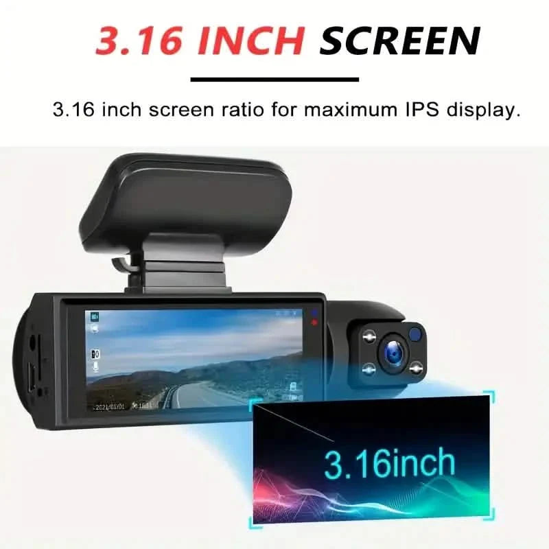 Dashcam de voiture grand angle avec capteur G, vision nocturne HD et enregistrement en boucle