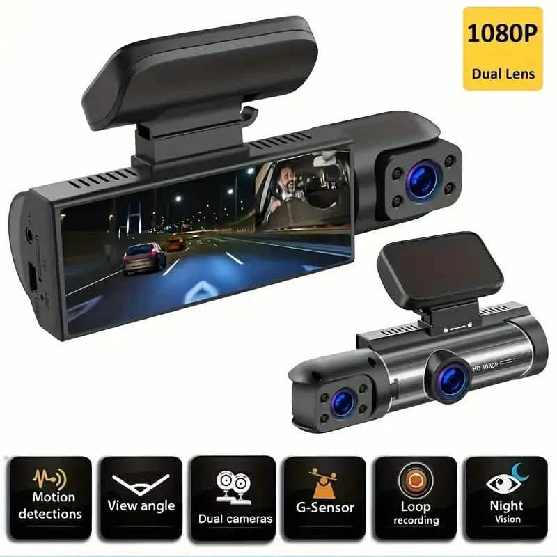 Dashcam de voiture grand angle avec capteur G, vision nocturne HD et enregistrement en boucle