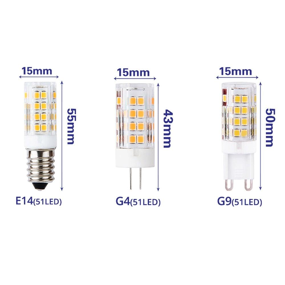 Ampoule LED G9 G4 E14 5W AC220V Lampe LED Maïs SMD 2835 51LEDs Blanc / Blanc chaud Remplace lampe halogène 1PCS Ampoule Dimmable 4W, 40 Watt Équivalent Halogène T4 G9, 2700K Blanc chaud doux, 120V Sans scintillement, Éclairage de lustre