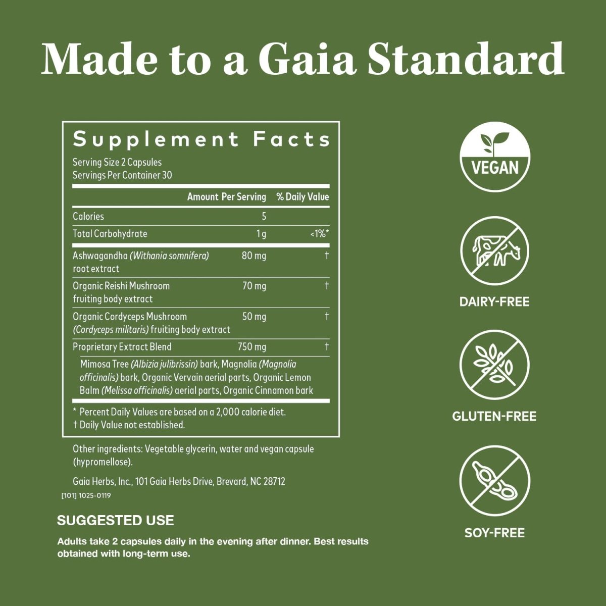 Gaia Herbs Adrenal Health Nightly Restore - 120 Vegan Liquid Phyto-Capsules (60 Servings)