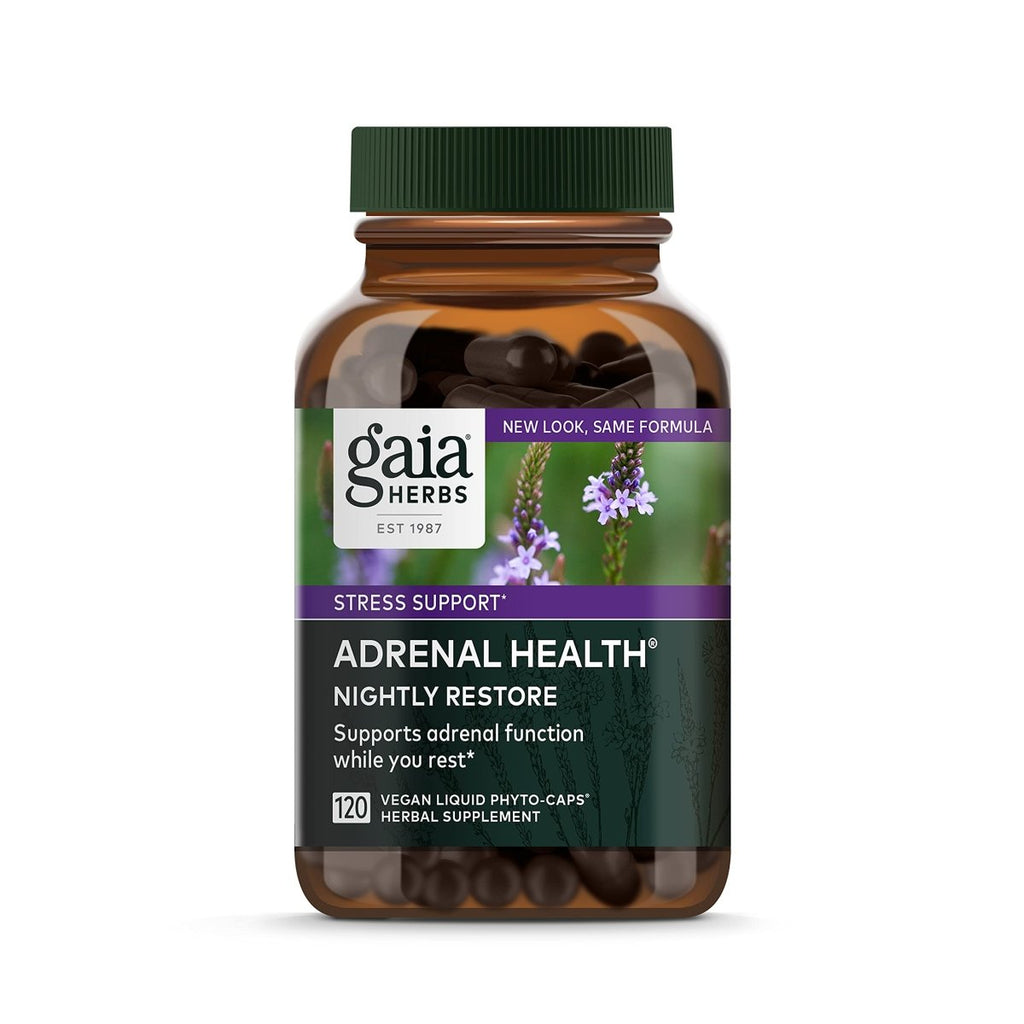 Gaia Herbs Adrenal Health Nightly Restore - 120 Vegan Liquid Phyto-Capsules (60 Servings)