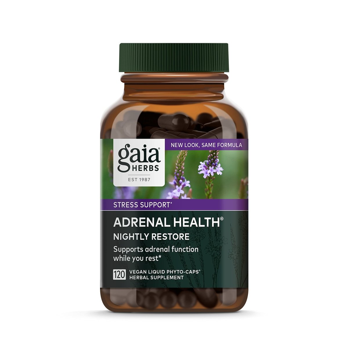 Gaia Herbs Adrenal Health Nightly Restore - 120 Vegan Liquid Phyto-Capsules (60 Servings)
