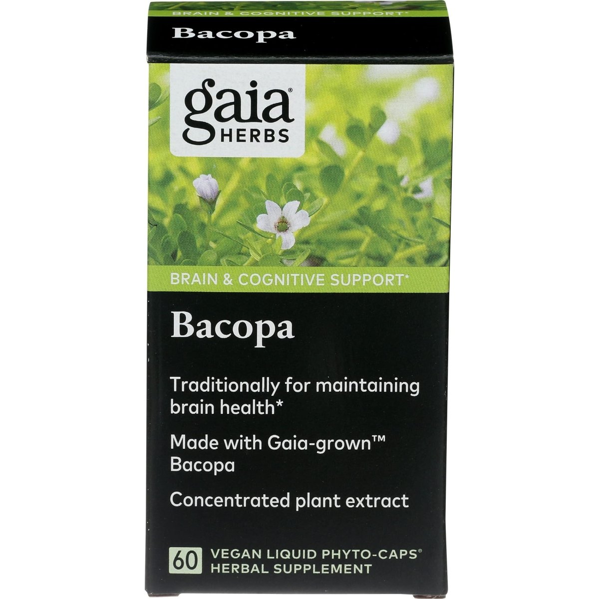 Gaia Herbs Bacopa - Complément Herbal pour le Soutien Cérébral et Cognitif - Fabriqué à partir de Bacopa (Bacopa Monnieri) pour Aider à Soutenir un Esprit Florissant - 60 Phyto-Capsules Liquides Vegan (Jusqu'à 60 Jours d'Approvisionnement)