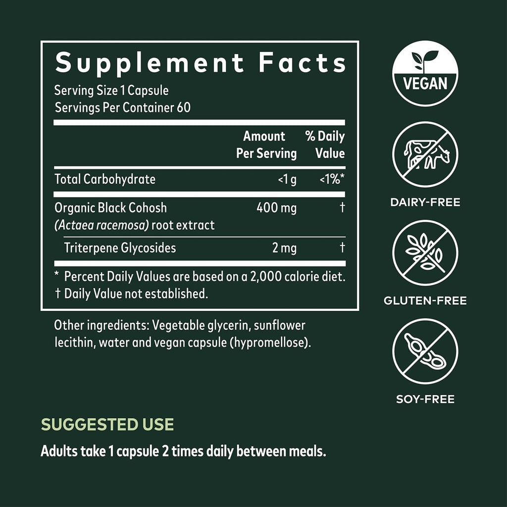 Gaia Herbs Black Cohosh - Menopause Support Supplement to Help Maintain Hormone Balance and Health for Women - 60 Vegan Liquid Phyto-Capsules (30-Day Supply)