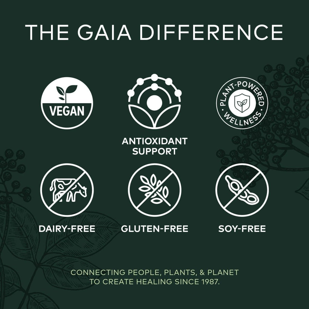 Gaia Herbs Sureau Noir - Complément de soutien immunitaire quotidien pour aider à maintenir le bien-être - 60 gélules végétaliennes (approvisionnement de 30 jours)