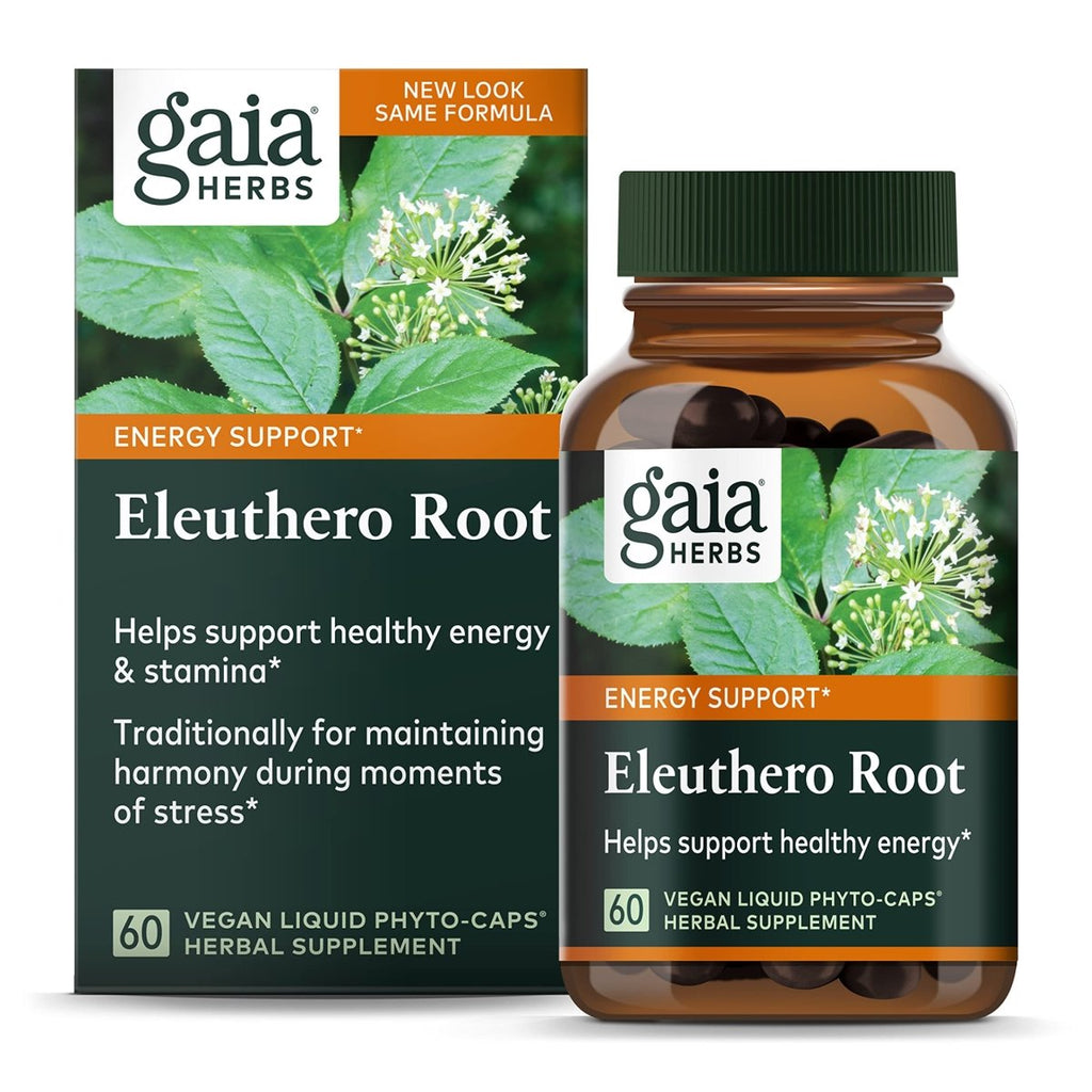 Gaia Herbs Racine d'éleuthéro - Soutien énergétique, d'endurance et d'endurance mentale - Supplément à base de plantes adaptogènes de racine d'éleuthéro (ginseng sibérien) - 60 Phyto-Capsules liquides végétaliennes (approvisionnement de 30 jours)
