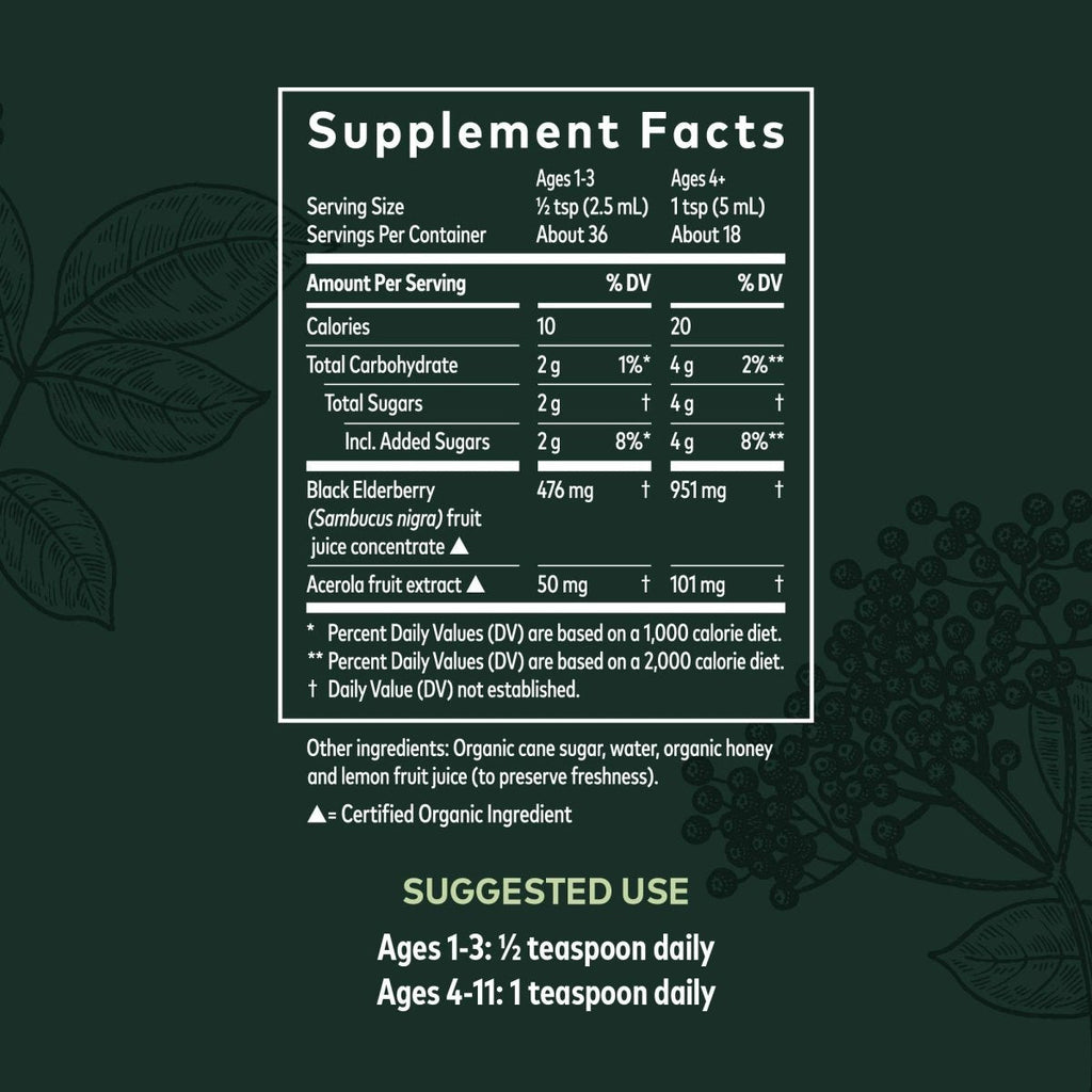 Gaia Herbs GaiaKids Black Elderberry Syrup - Delicious Immune Support Supplement for Kids - USDA Certified Organic Black Elderberry Syrup - 3 Fluid Ounces