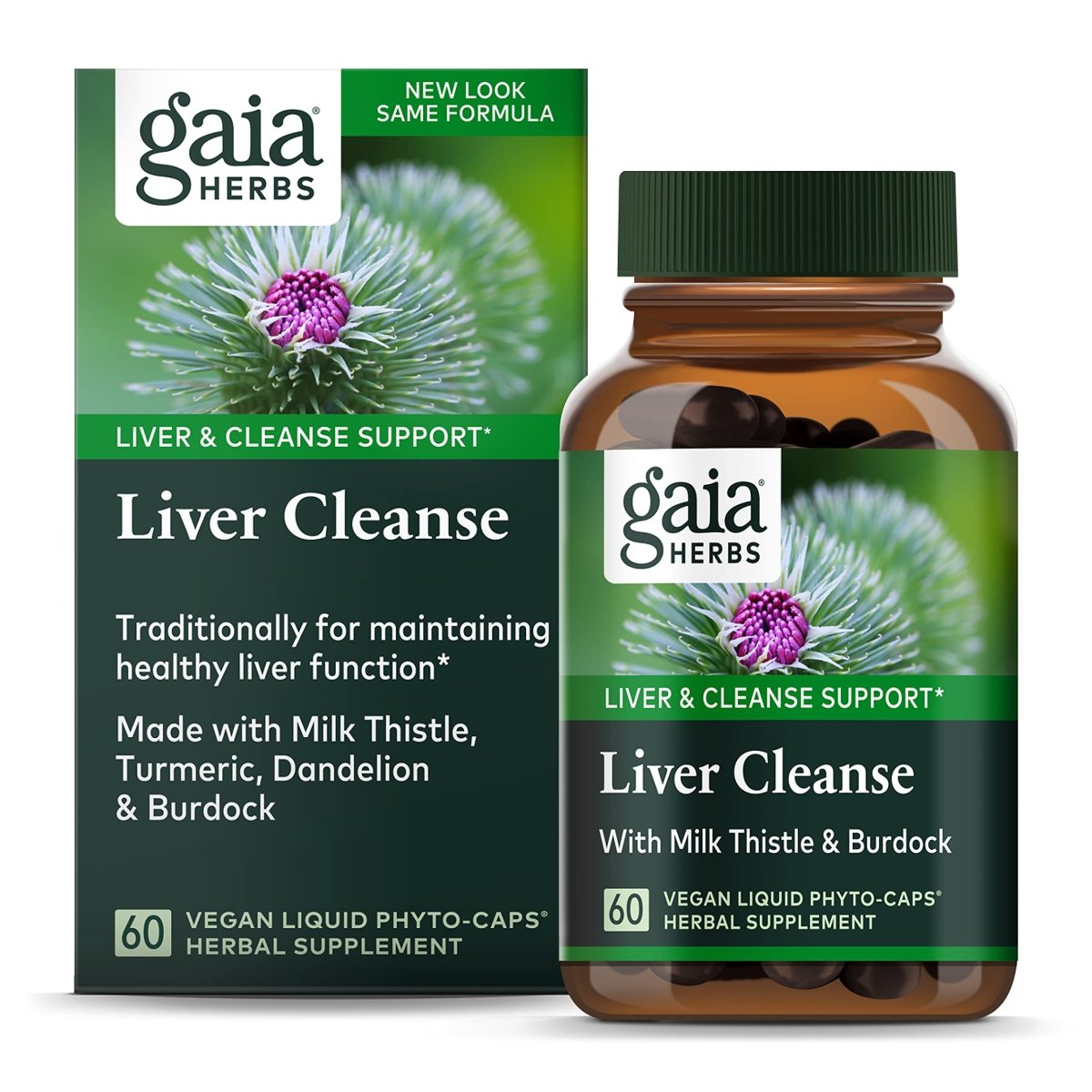 Gaia Herbs Détox Foie - Complément alimentaire à base de plantes pour la santé hépatique avec chardon-marie, bardane, curcumine de curcuma, pissenlit et plus encore - 60 Phyto-Caps liquides végétaliennes (30 portions)