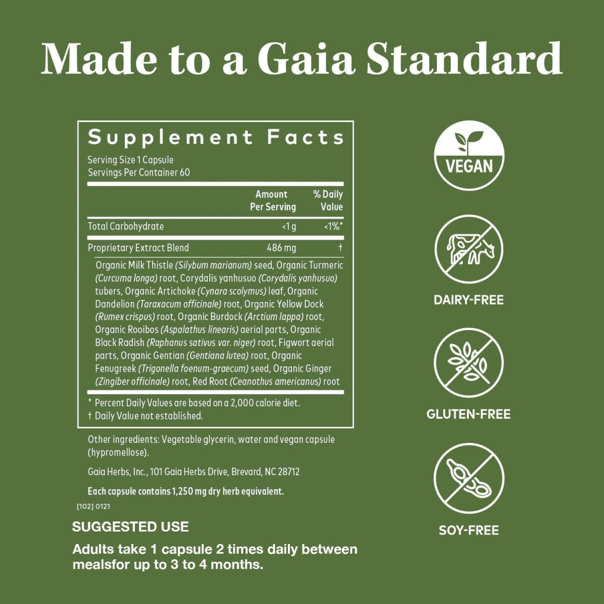 Gaia Herbs Détox Foie - Complément alimentaire à base de plantes pour la santé hépatique avec chardon-marie, bardane, curcumine de curcuma, pissenlit et plus encore - 60 Phyto-Caps liquides végétaliennes (30 portions)