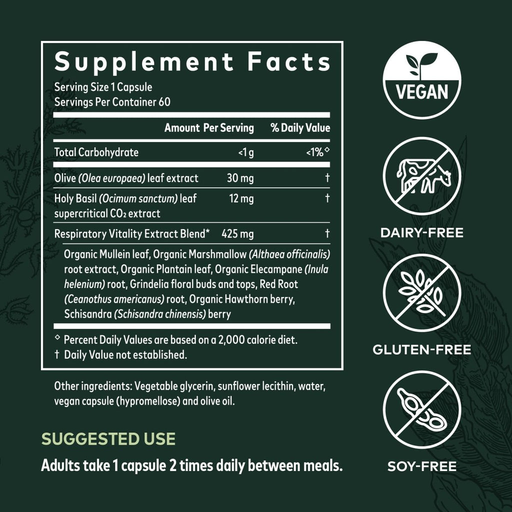 Gaia Herbs Mighty Lungs - 60 Phyto-Capsules Liquides Véganes (Approvisionnement de 30 jours)