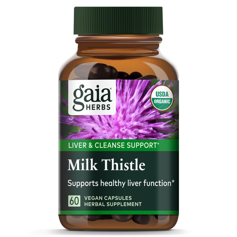 Gaia Herbs Chardon-Marie - Soutien du foie et de la détoxification pour maintenir une fonction hépatique saine - 120 capsules végétaliennes (approvisionnement de 20 jours)