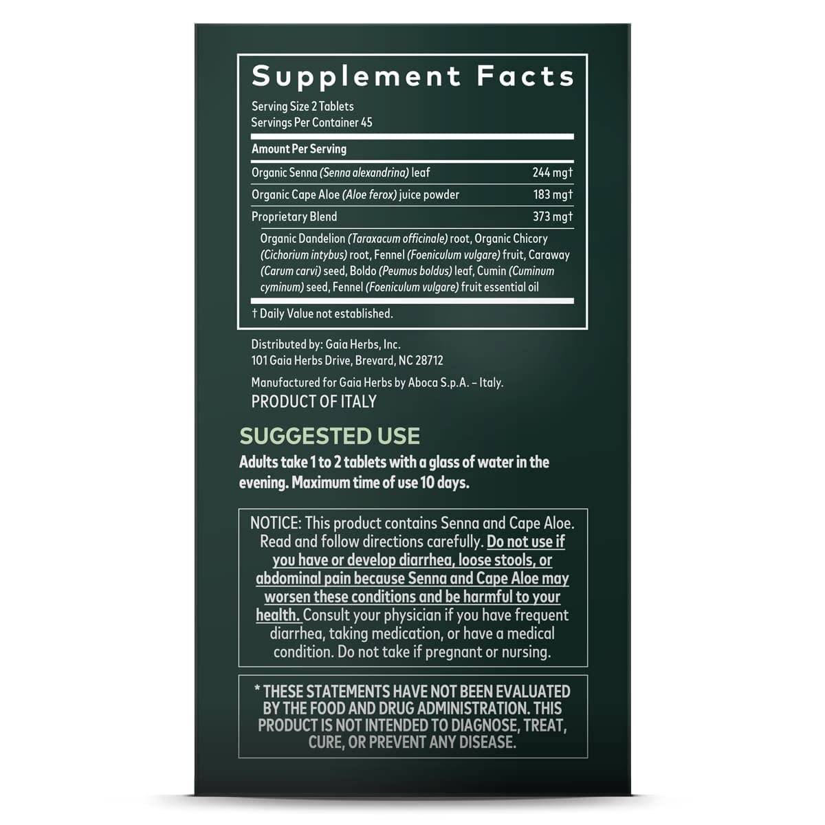 Gaia Herbs Laxatif Naturel 90 cp, Comprimés