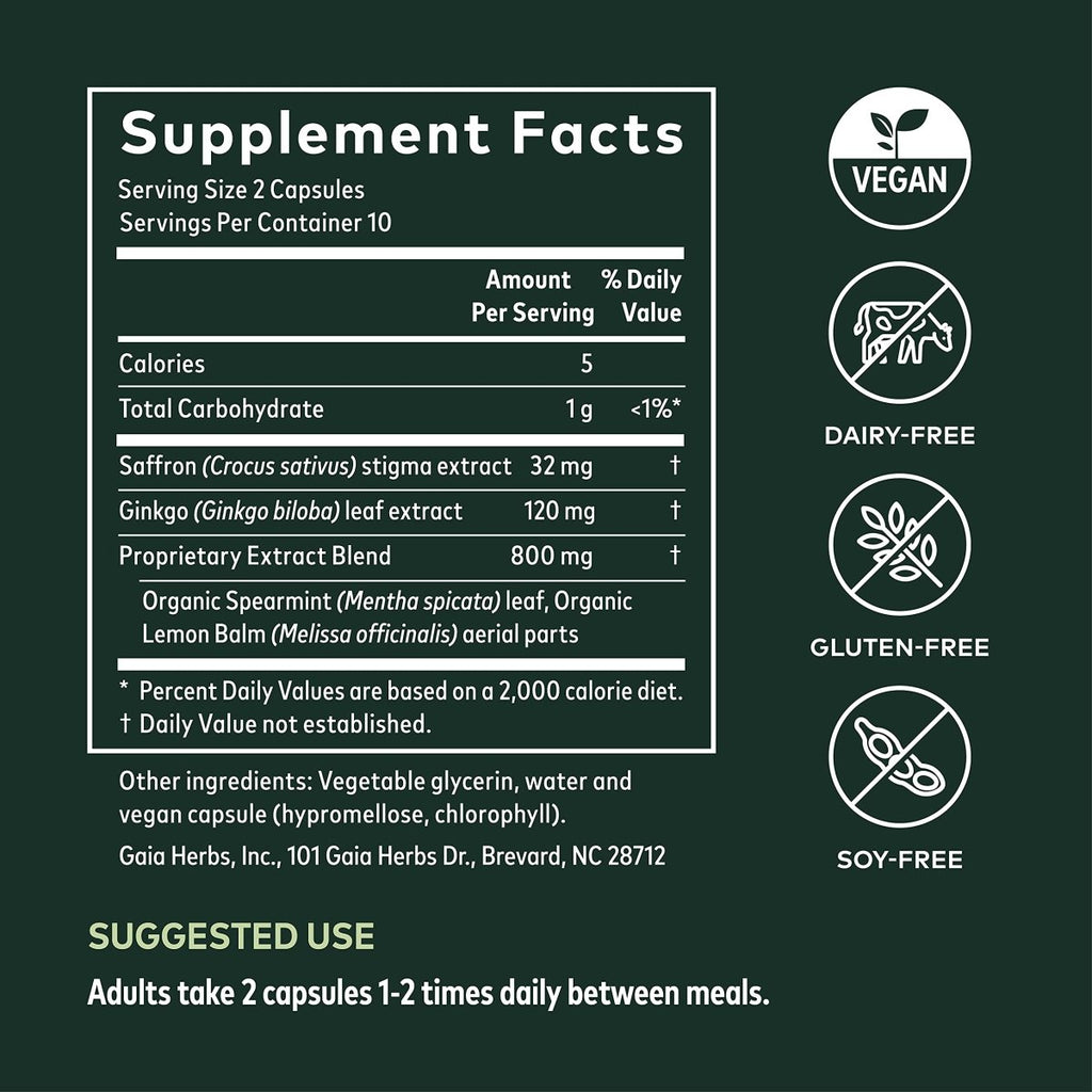 Gaia Herbs Nootropic Focus - Brain & Cognitive Support Supplement