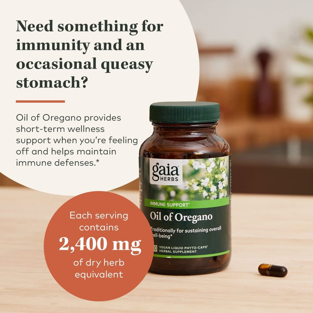 Gaia Herbs Huile d'origan - 60 phyto-capsules liquides végétaliennes (pour 30 jours)