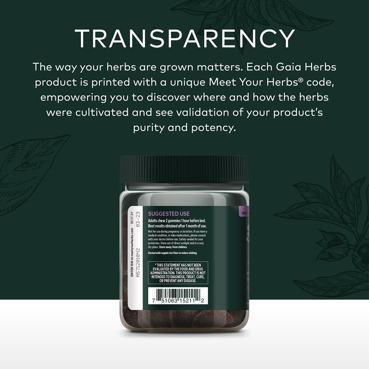 Gaia Herbs Organic Sleep Gummies, Soutien au sommeil, Ashwagandha, Champignon Reishi biologique, Passiflore, Certifié biologique USDA, Sans OGM, Sans gluten, Végane, 40 unités