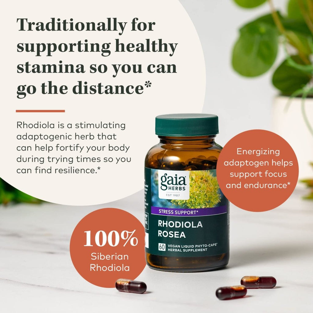 Gaia Herbs Rhodiola Rosea - 120 capsules liquides végétaliennes Phyto-Caps (pour 60 jours)