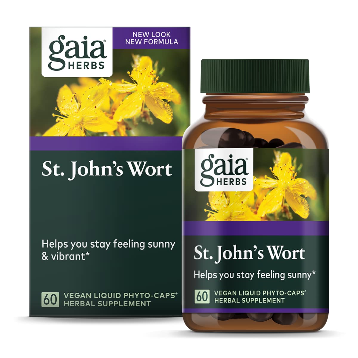 Millepertuis Gaia Herbs - Complément naturel de soutien du stress pour aider à maintenir une santé positive - 60 Phyto-Capsules liquides végétaliennes (approvisionnement de 20 jours)