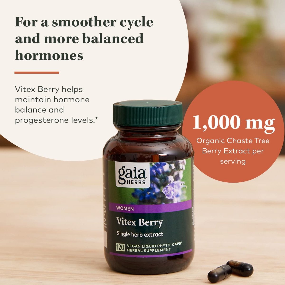 Gaia Herbs Baies de Vitex pour Femmes 120 Phyto-caps liquides végétaliennes