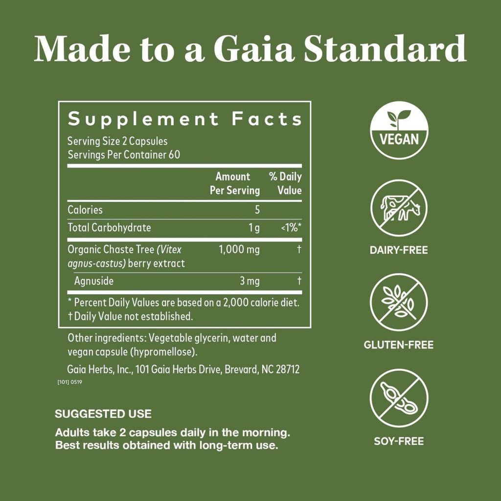 Gaia Herbs Baies de Vitex pour Femmes 120 Phyto-caps liquides végétaliennes