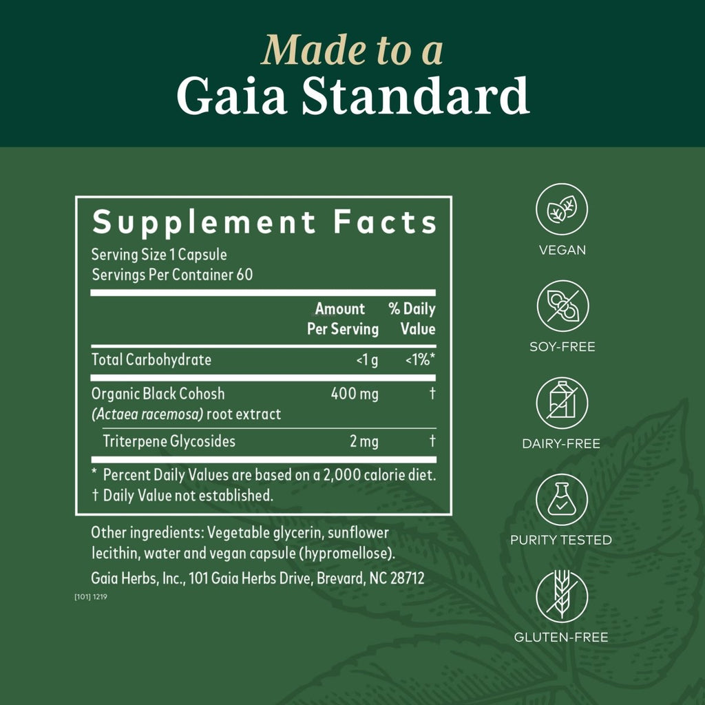 Gaia PRO Black Cohosh - 60 Vegan Liquid Phyto-Capsules (60 Servings)