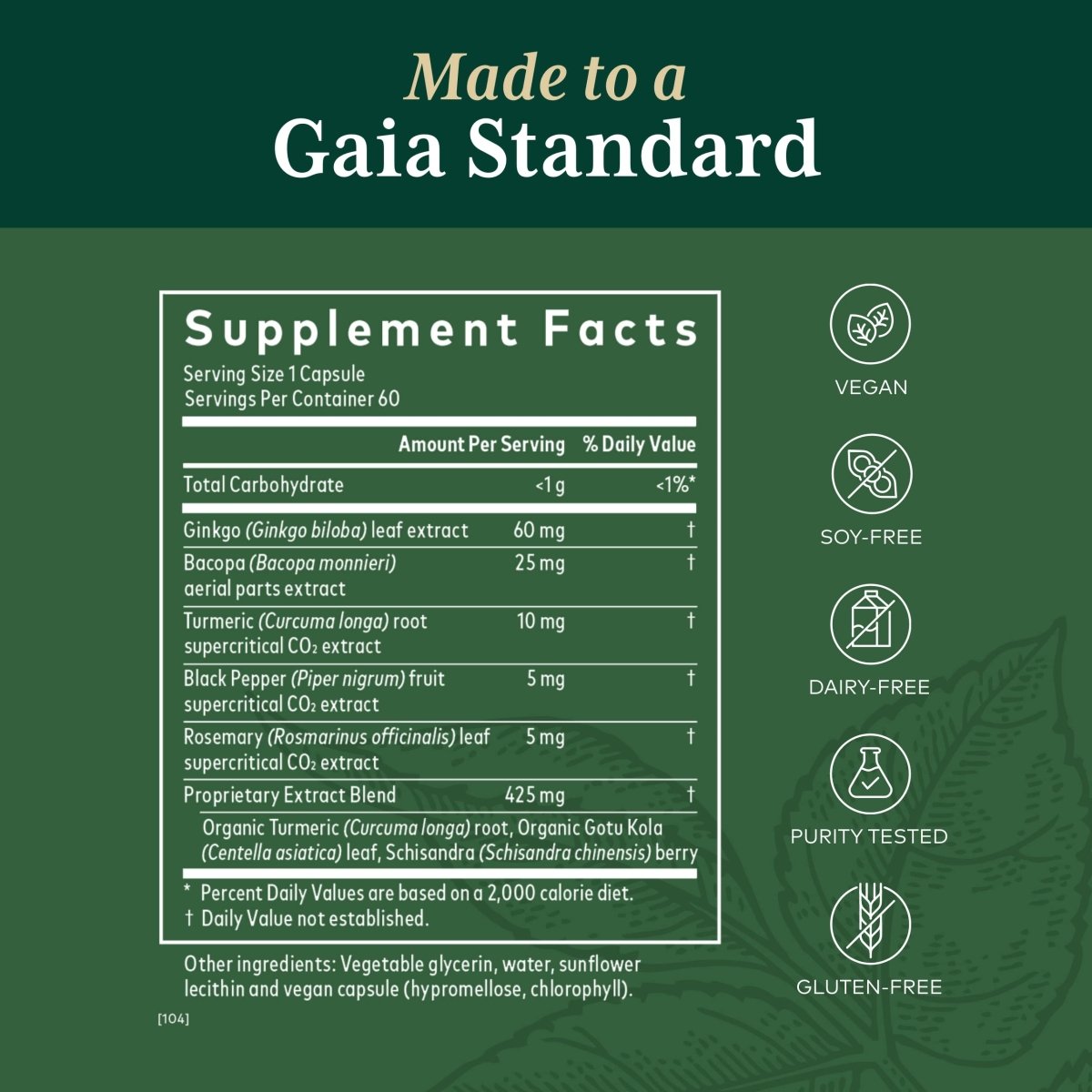 Gaia PRO Formule quotidienne pour le cerveau NF-kB – 60 capsules liquides végétaliennes (60 portions)