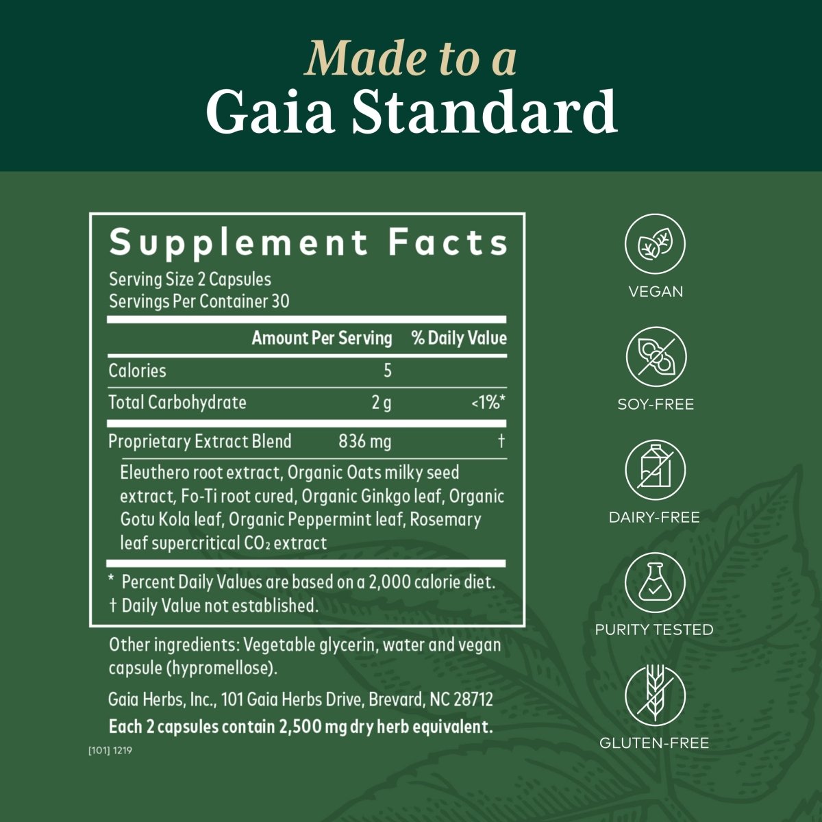 Gaia PRO Cognitive Formula - Brain Boost & Blood Flow Supplement - 60 Vegan Liquid Phyto-Capsules (30 Servings)