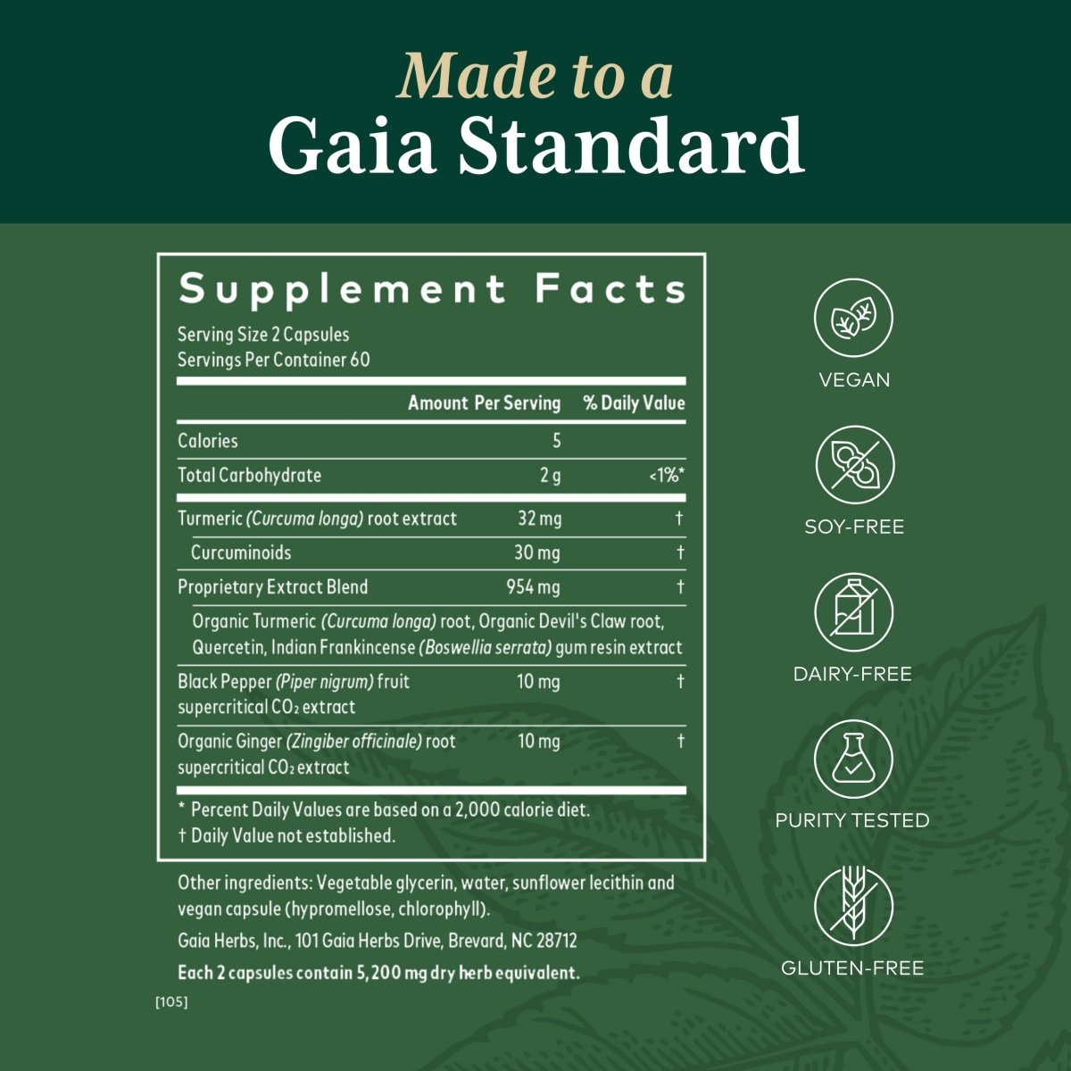 Gaia PRO Soulagement de l'Inconfort (Curcuma Supreme® Articulations) Formule NF-kB - 120 Phyto-Capsules Liquides Végétaliennes (60 Portions)