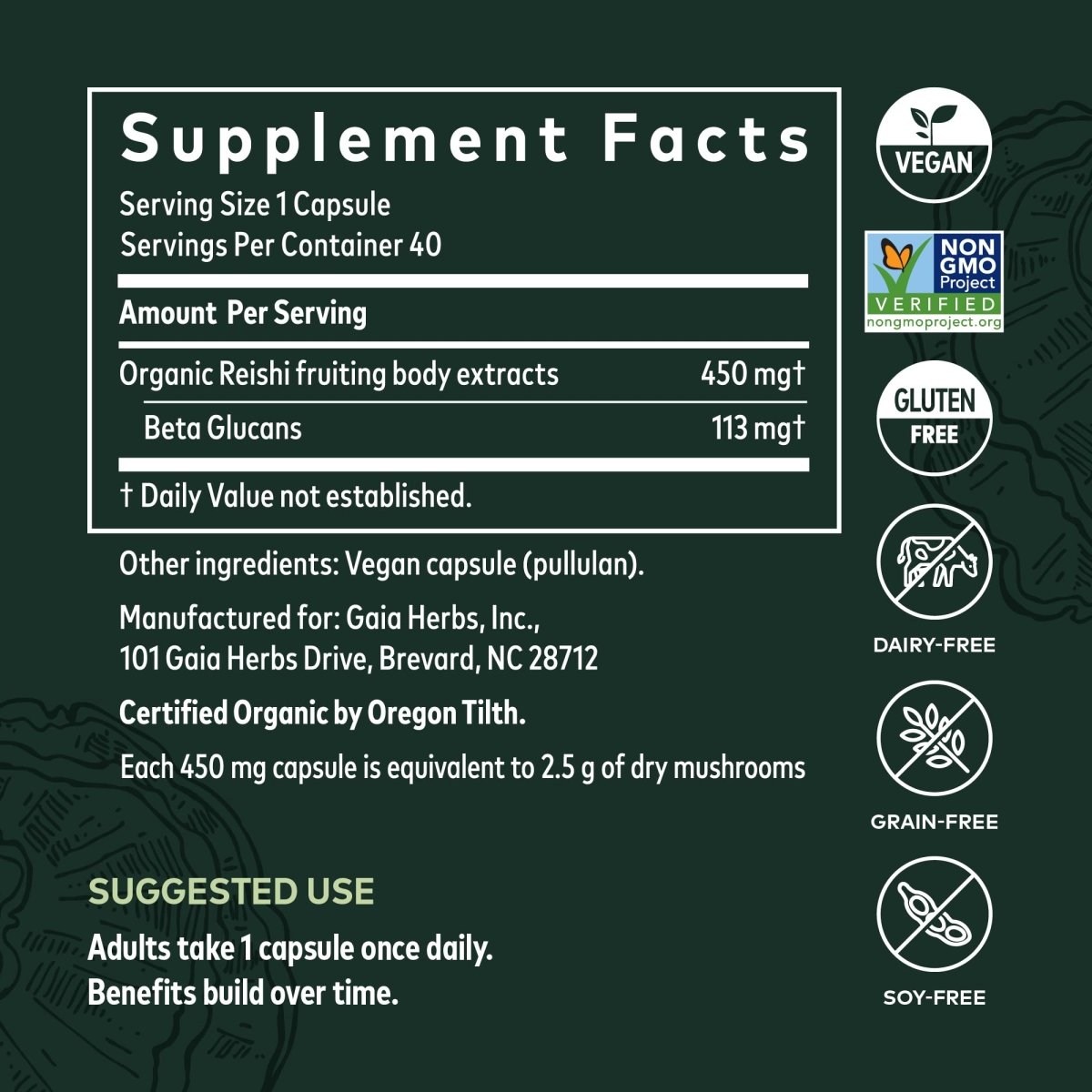 Gaia Reishi Mushroom 40 gélules végétales