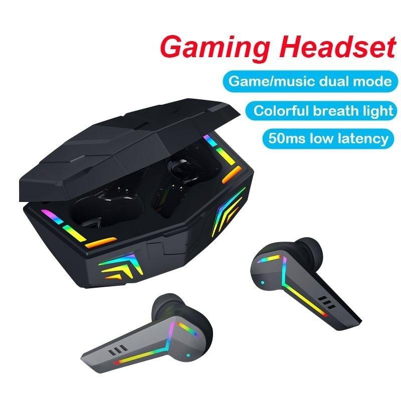 Casques de jeu sans fil, écouteurs Bluetooth à faible latence, casque antibruit pour le sport avec micro, écouteurs de sport sans fil Bluetooth avec microphone, 5h d'autonomie, écouteurs de course sans fil