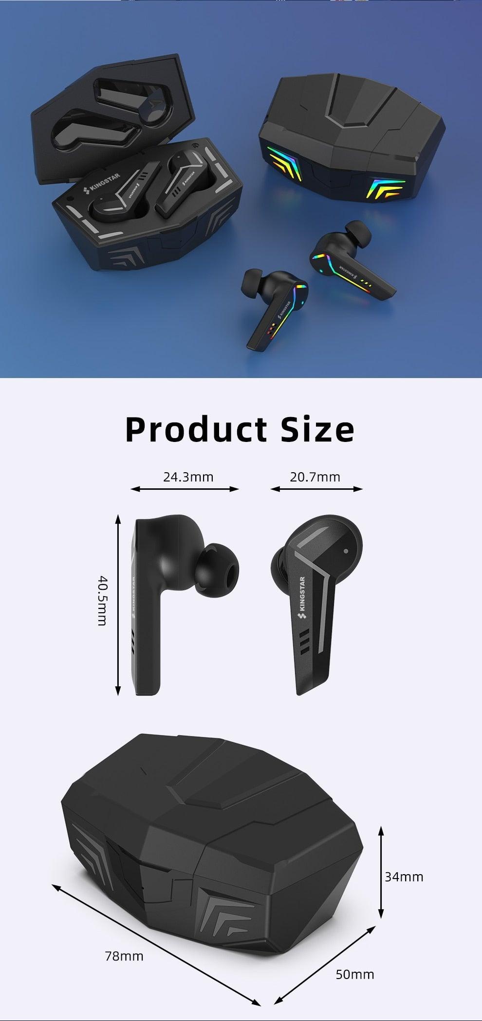 Casques de jeu sans fil, écouteurs Bluetooth à faible latence, casque antibruit pour le sport avec micro, écouteurs de sport sans fil Bluetooth avec microphone, 5h d'autonomie, écouteurs de course sans fil