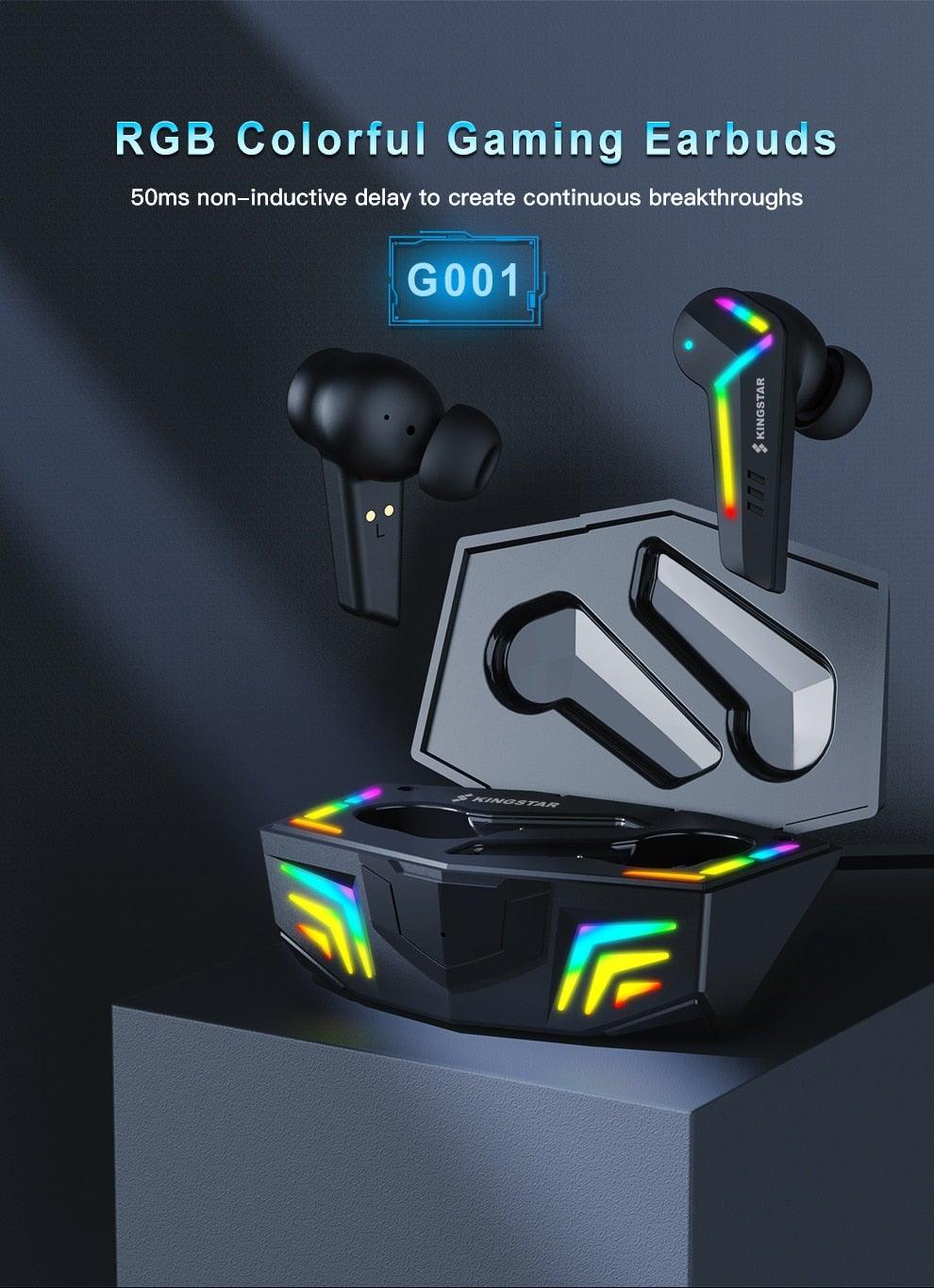 Casques de jeu sans fil, écouteurs Bluetooth à faible latence, casque antibruit pour le sport avec micro, écouteurs de sport sans fil Bluetooth avec microphone, 5h d'autonomie, écouteurs de course sans fil