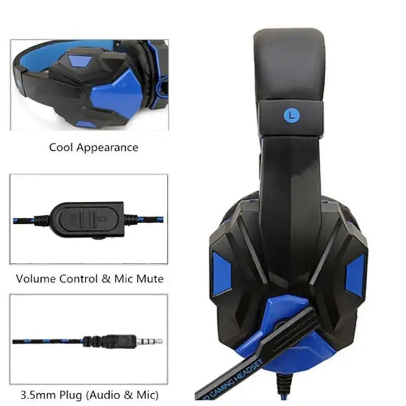 Casque Gamer Filaire Stéréo Rouge Noir Anti Bruit Sur Oreille Avec Micro Lumière LED Basse Surround Cache-Oreilles Souples À Mémoire De Forme Pour Ordopteur