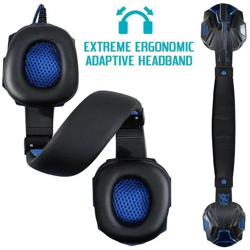 Casque Gamer Filaire Stéréo Rouge Noir Anti Bruit Sur Oreille Avec Micro Lumière LED Basse Surround Cache-Oreilles Souples À Mémoire De Forme Pour Ordopteur