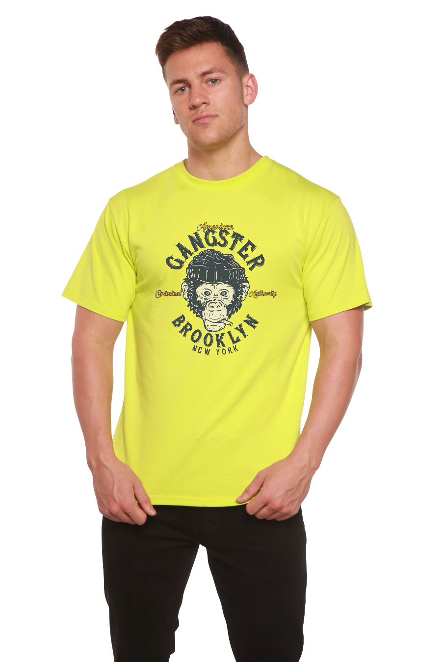 T-shirt graphique à manches courtes pour homme Gangster Brooklyn en viscose de bambou/coton biologique