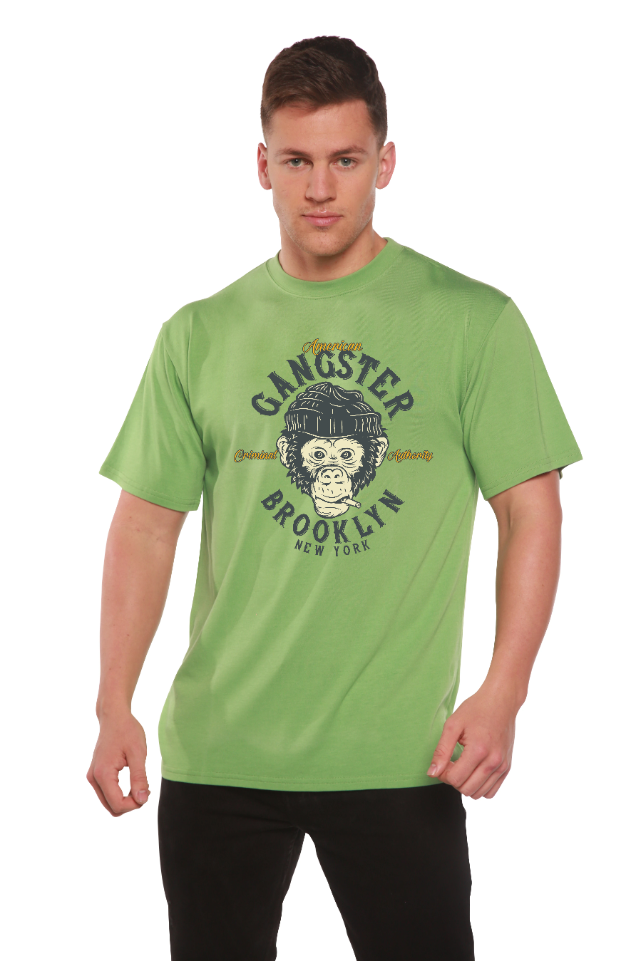 T-shirt graphique à manches courtes pour homme Gangster Brooklyn en viscose de bambou/coton biologique