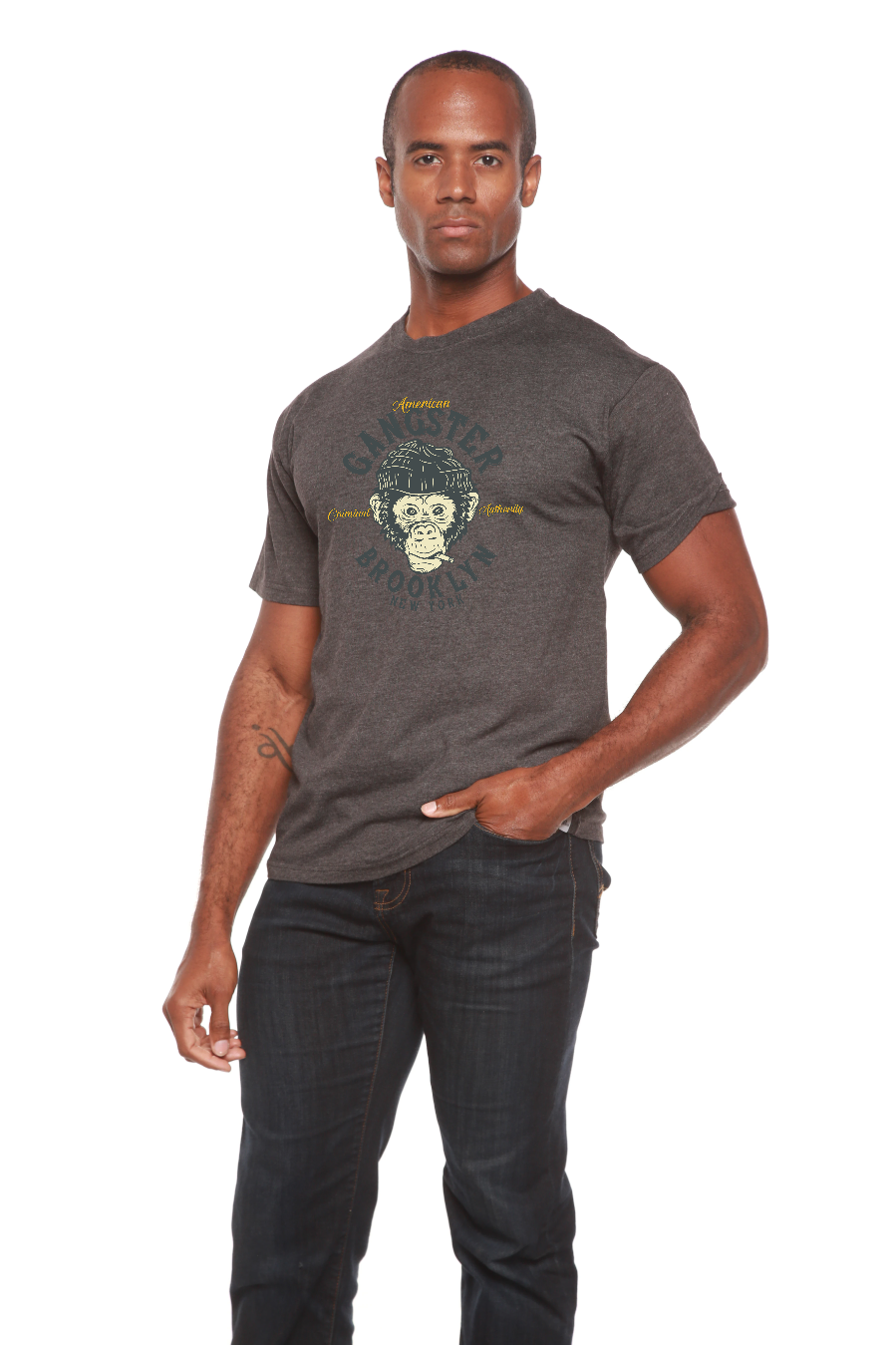 T-shirt graphique à manches courtes pour homme Gangster Brooklyn en viscose de bambou/coton biologique