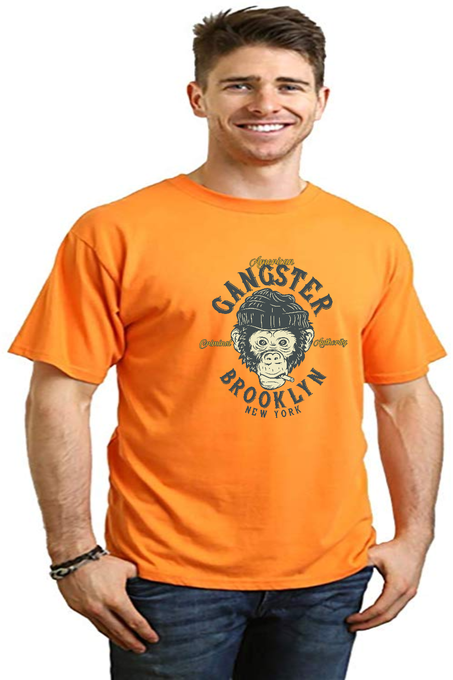 T-shirt graphique à manches courtes pour homme Gangster Brooklyn en viscose de bambou/coton biologique