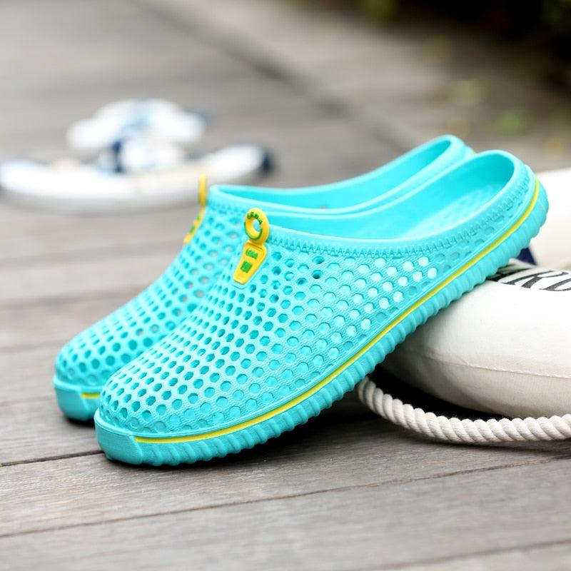 Sabots de jardin pour femmes, séchage rapide, sandales d'été plates pour la plage, sandales d'extérieur respirantes en maille, chaussures de plage, chaussons antidérapants, sandales à séchage rapide