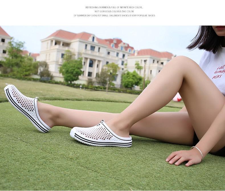 Sabots de jardin pour femmes, séchage rapide, sandales d'été plates pour la plage, sandales d'extérieur respirantes en maille, chaussures de plage, chaussons antidérapants, sandales à séchage rapide
