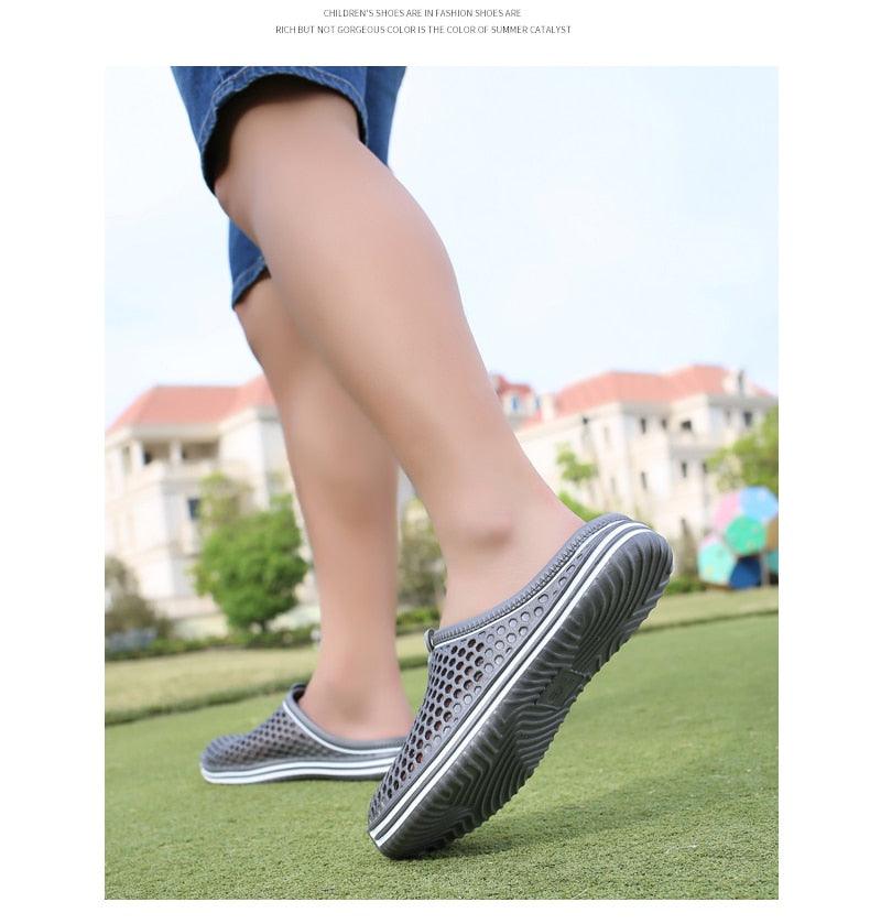Sabots de jardin pour femmes, séchage rapide, sandales d'été plates pour la plage, sandales d'extérieur respirantes en maille, chaussures de plage, chaussons antidérapants, sandales à séchage rapide