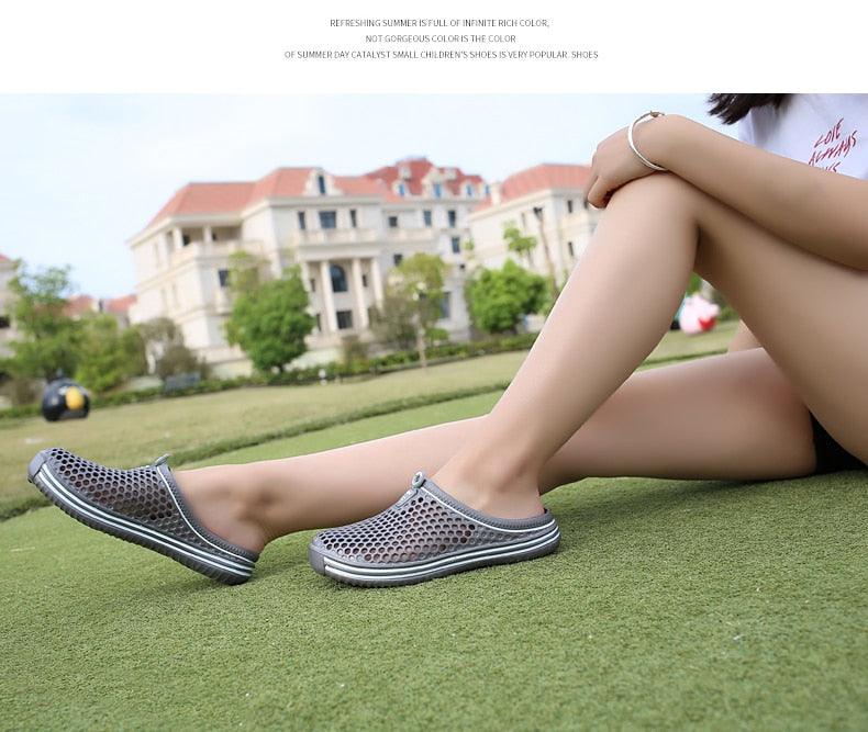 Sabots de jardin pour femmes, séchage rapide, sandales d'été plates pour la plage, sandales d'extérieur respirantes en maille, chaussures de plage, chaussons antidérapants, sandales à séchage rapide