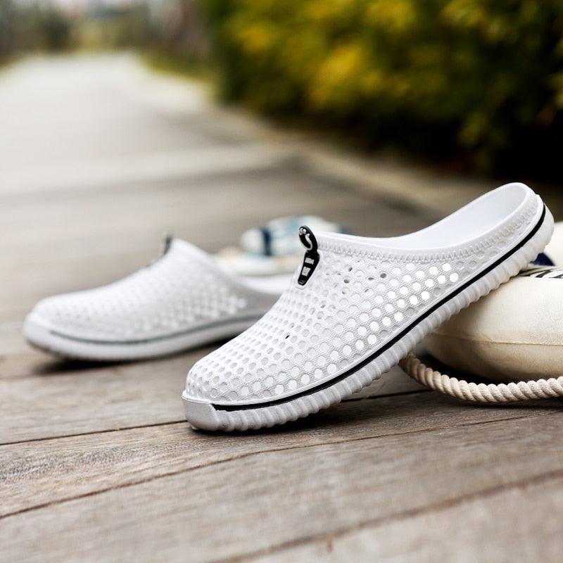 Sabots de jardin pour femmes, séchage rapide, sandales d'été plates pour la plage, sandales d'extérieur respirantes en maille, chaussures de plage, chaussons antidérapants, sandales à séchage rapide