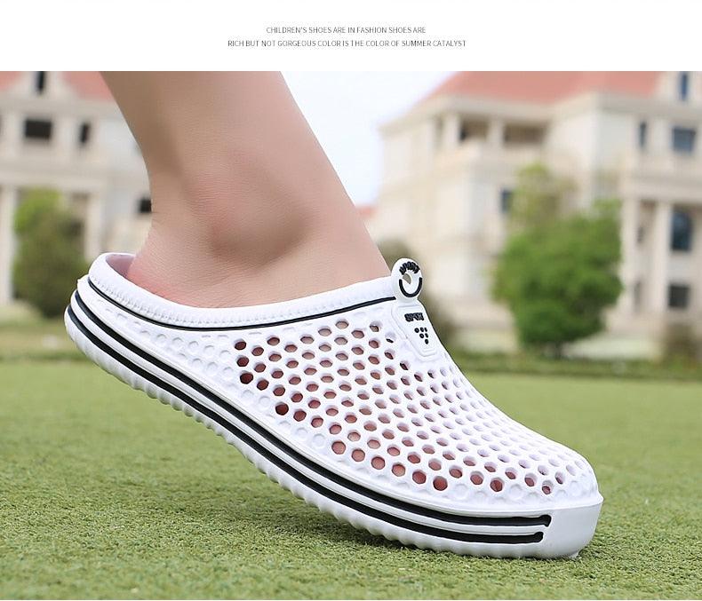 Sabots de jardin pour femmes, séchage rapide, sandales d'été plates pour la plage, sandales d'extérieur respirantes en maille, chaussures de plage, chaussons antidérapants, sandales à séchage rapide