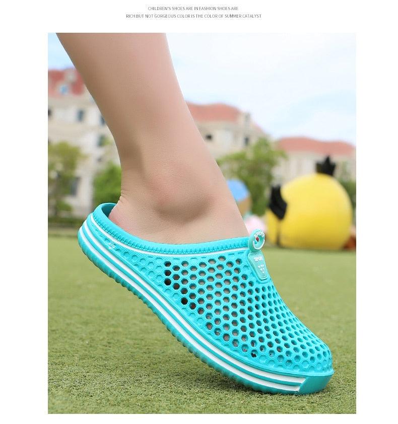 Sabots de jardin pour femmes, séchage rapide, sandales d'été plates pour la plage, sandales d'extérieur respirantes en maille, chaussures de plage, chaussons antidérapants, sandales à séchage rapide