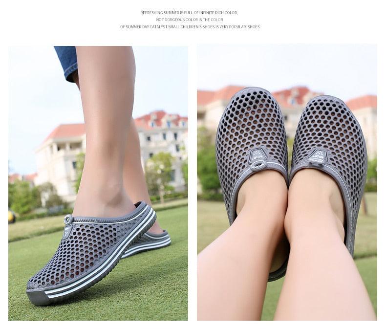 Sabots de jardin pour femmes, séchage rapide, sandales d'été plates pour la plage, sandales d'extérieur respirantes en maille, chaussures de plage, chaussons antidérapants, sandales à séchage rapide